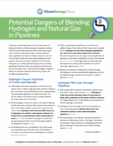 Potential Dangers of Blending Hydrogen and Natural Gas in Pipelines